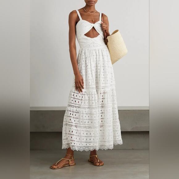 Waimari Rosie White Cotton Eyelet Maxi Dress Boho Resort Summer Bridal Size  XS - Picture 1 of 7